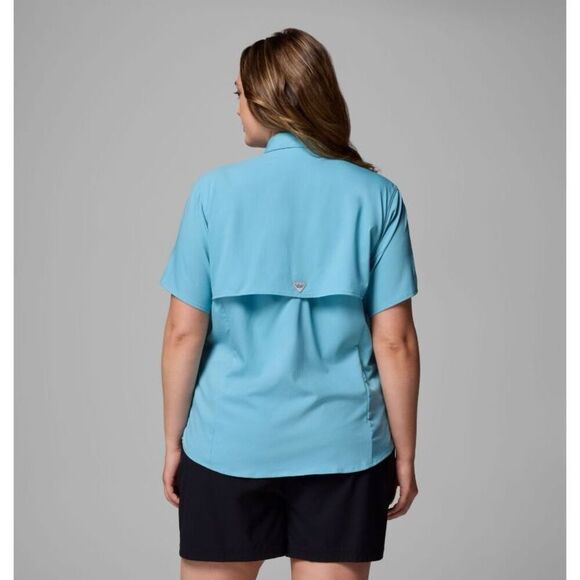 Columbia Womens PFG Tamiami II Short Sleeve Shirt Sz 3X Cape Fishing Vintage Blu - Picture 2 of 10